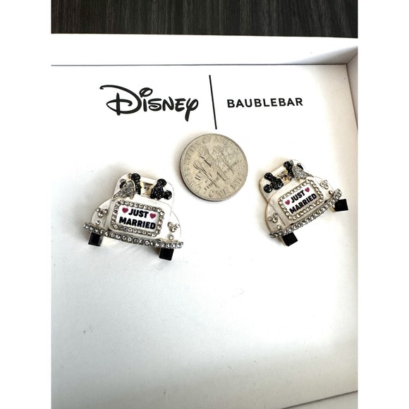 Disney x BaubleBar "Just Married" Mickey Mouse & Minnie Mouse Earrings New - Picture 3 of 5